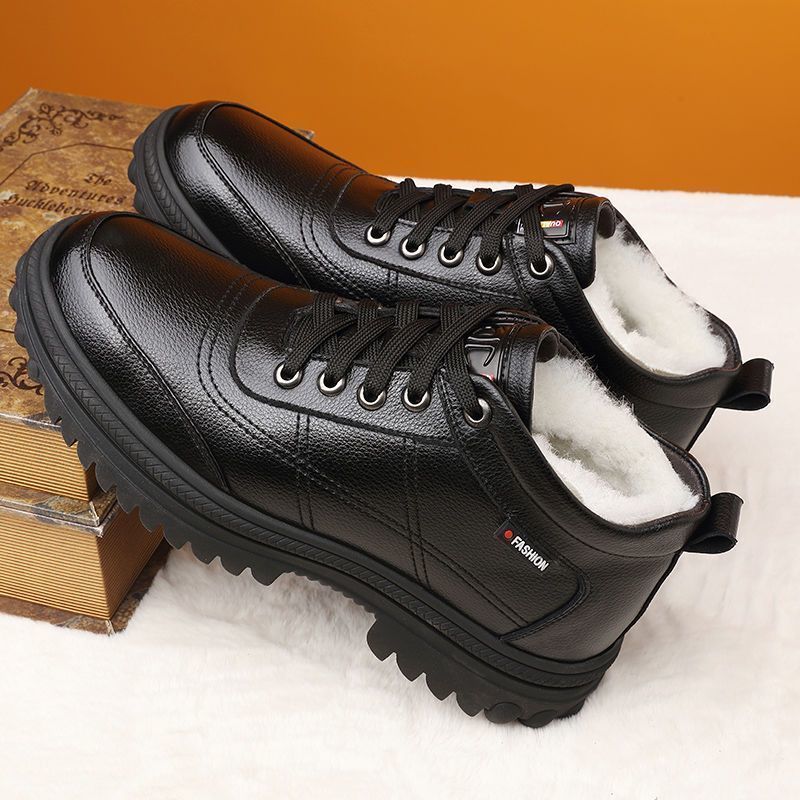 Warme Winter-Lederschuhe für Herren mit dicker Sohle