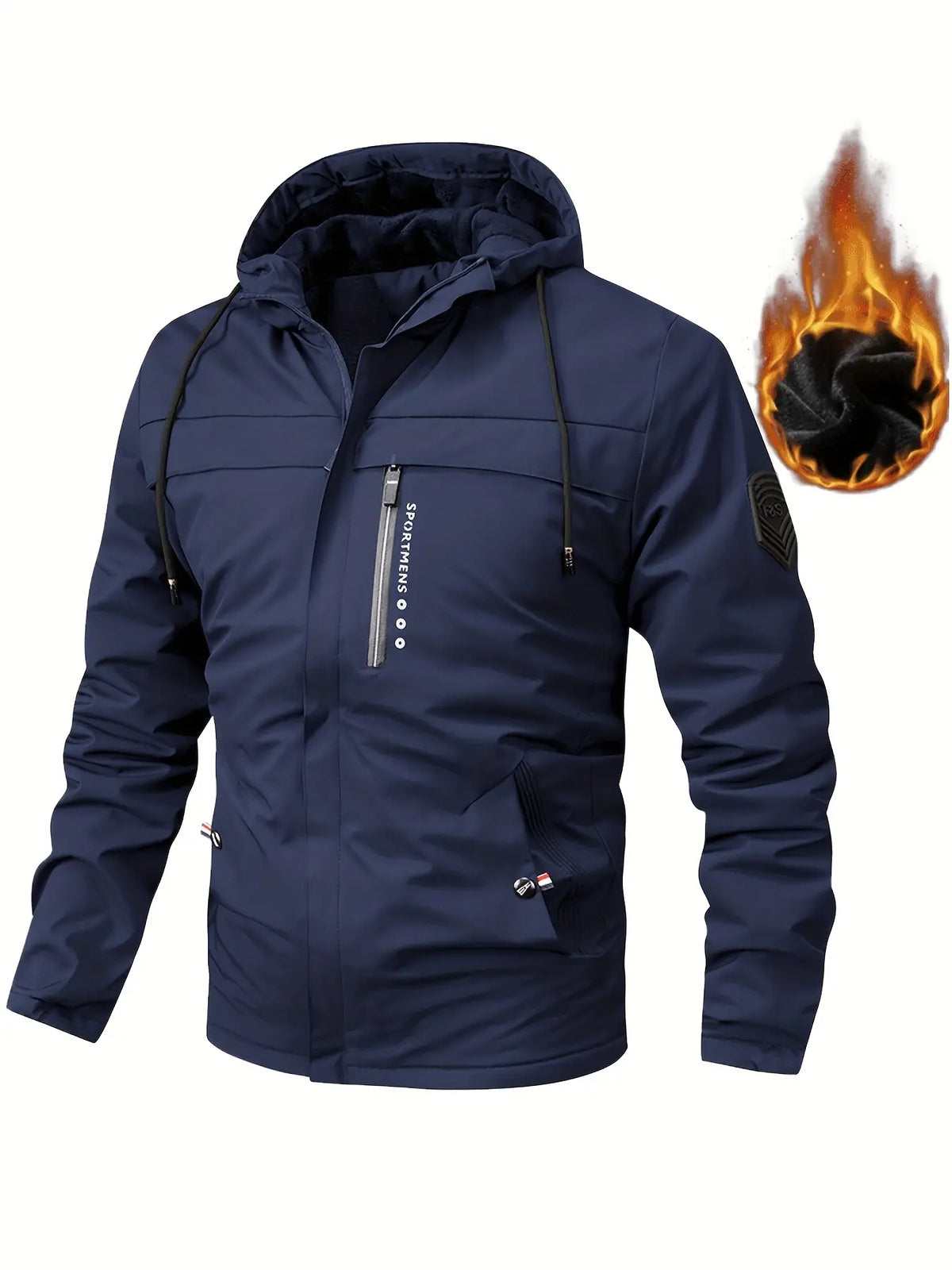 Herrenjacke mit Kapuze aus warmer Wolle Winterjacke für Outdoor-Aktivitäten Wasserdichte Jacke