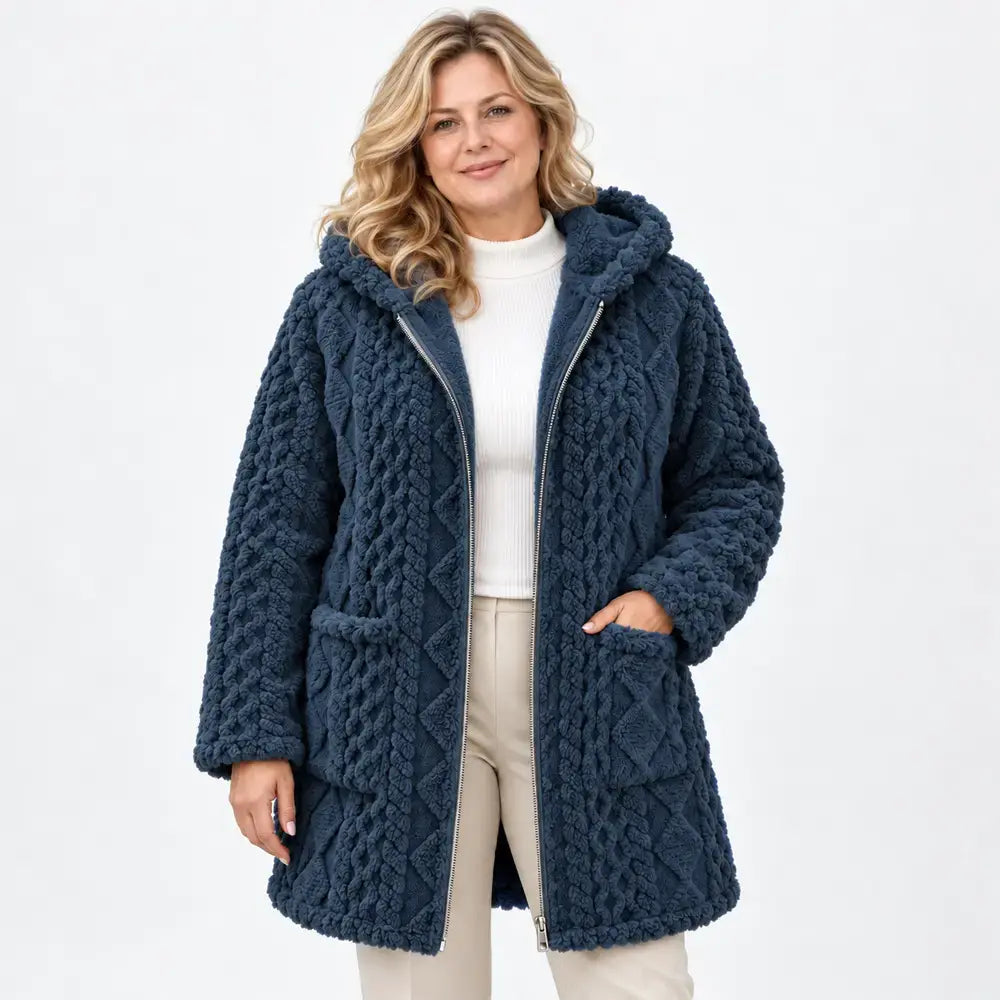 Beliebte Damen-Strickjacke mit Reißverschluss, glatt und flauschig, wendbar, lässiger Stil, ideal für Herbst und Winter