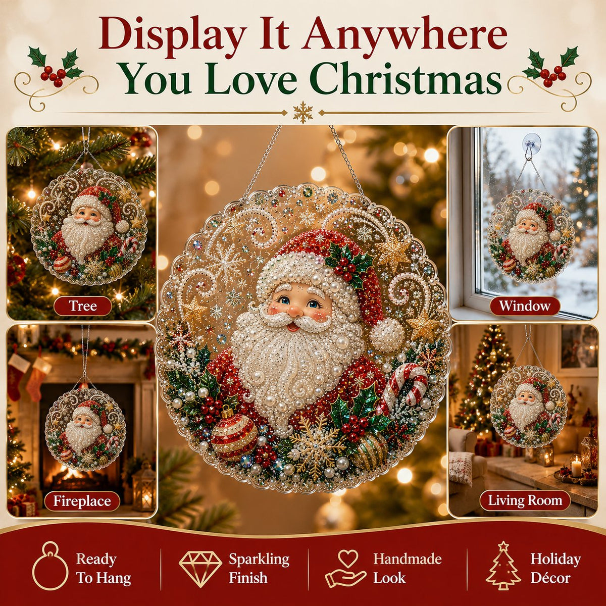 Weihnachts-Perlen-Diamond-Art-Hängeornament-Set