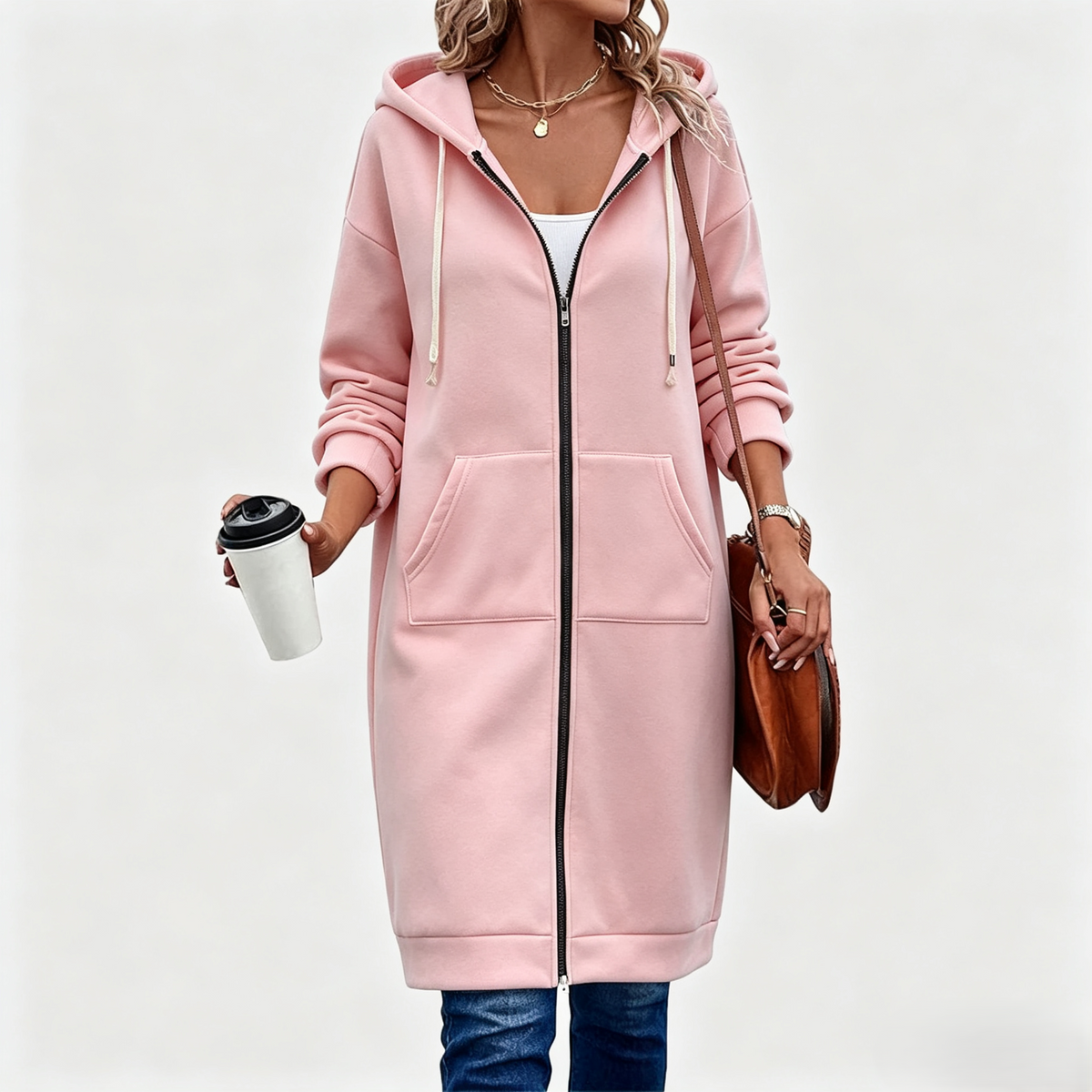 Damen Fleece-Hoodies mit Reißverschluss