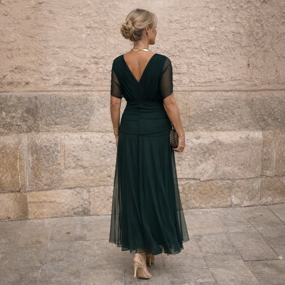 Bauchstraffendes schulterfreies Maxikleid