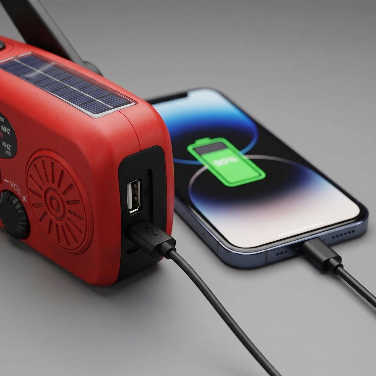 Notfall-Handkurbel-Radio - Solar- und USB-aufladbares Wetter-Radio mit Taschenlampe für Camping und Outdoor-Nutzung