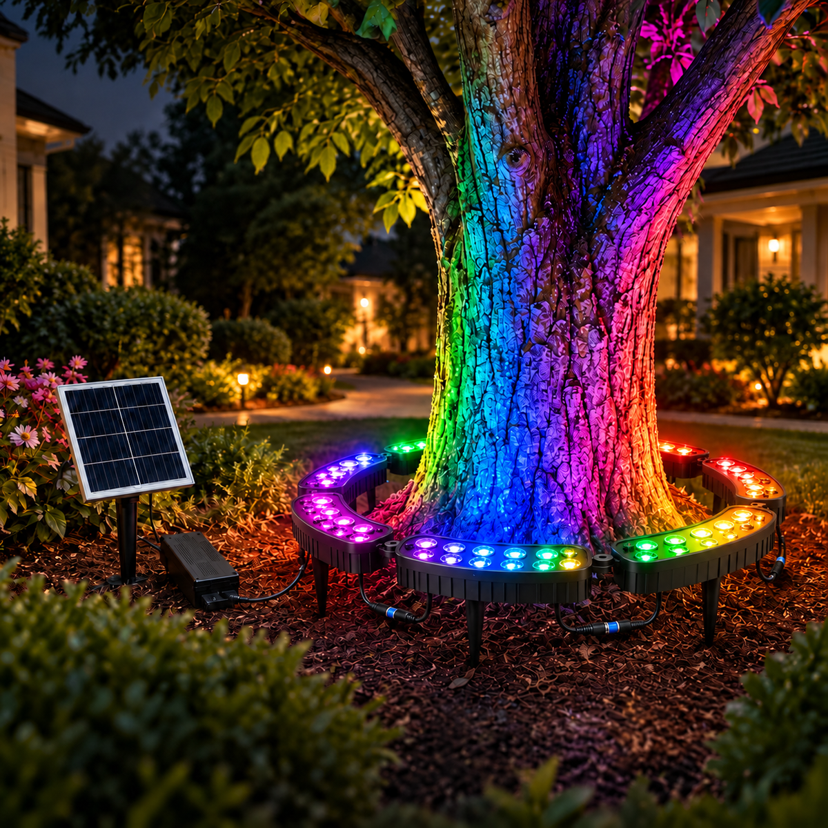 Solarbetriebener RGB Landschafts-Ringlicht für Bäume