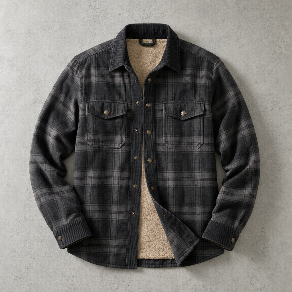 Brunico Karo-Flanell Sherpa-gefüttertes Field Overshirt
