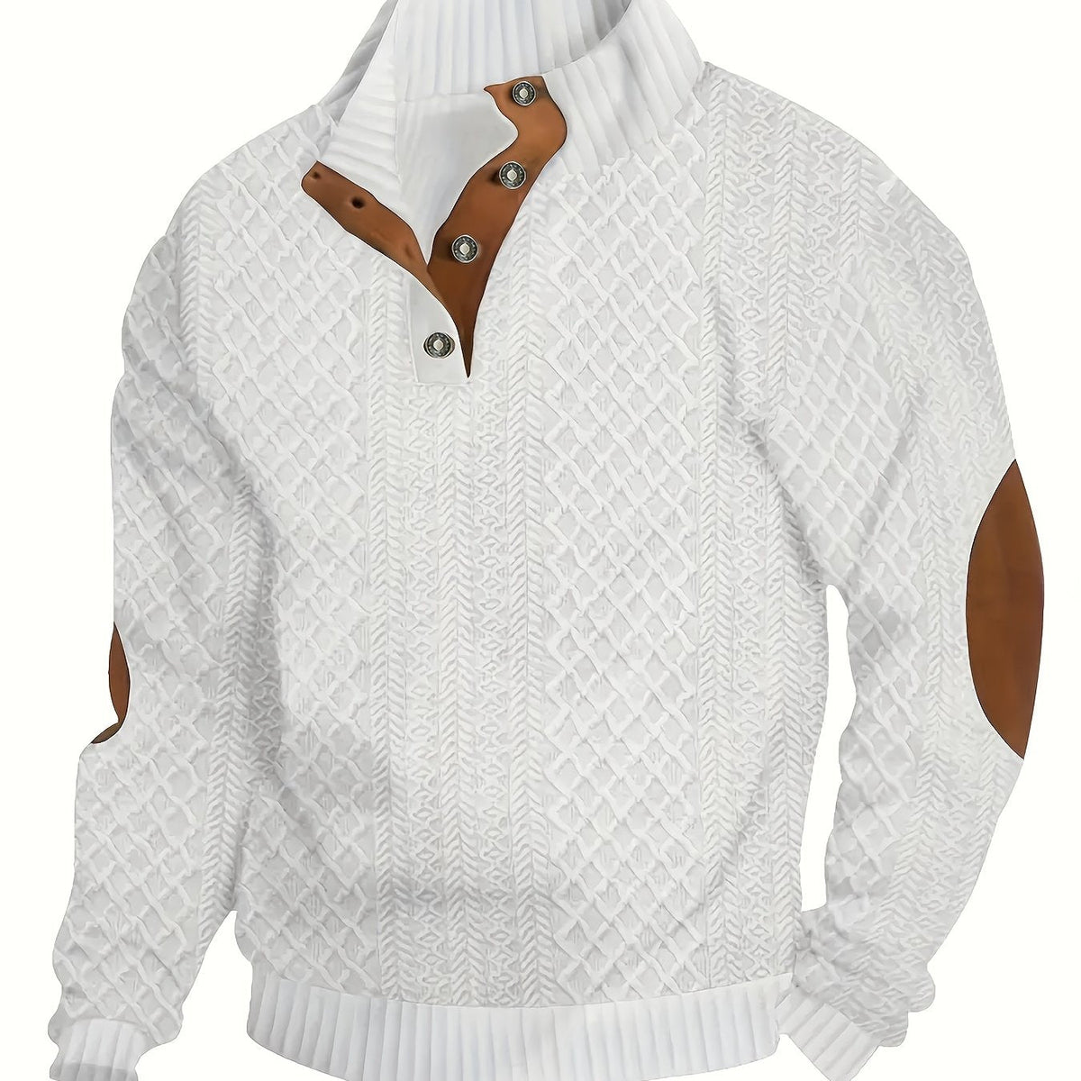 Pullover mit Stehkragen und Knopfleiste im Henley-Stil