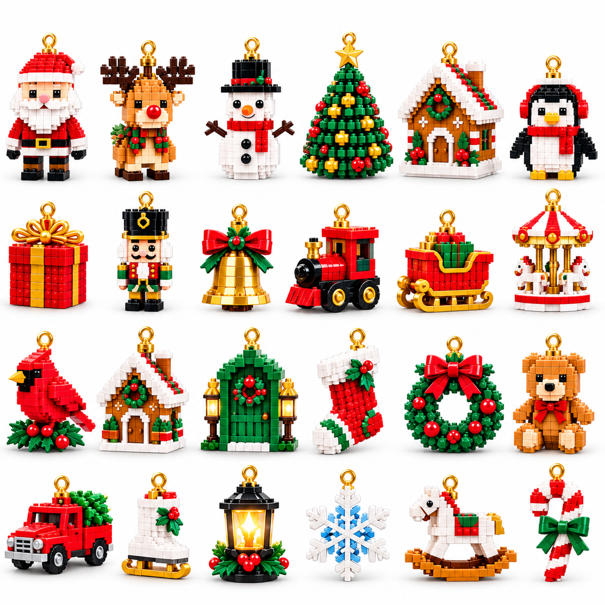 Baumzauber | 24-Tage-Adventskalender mit Mini-Weihnachtsbaumschmuck zum Selberbauen | 24 festliche Bausets mit Aufhängeschlaufen