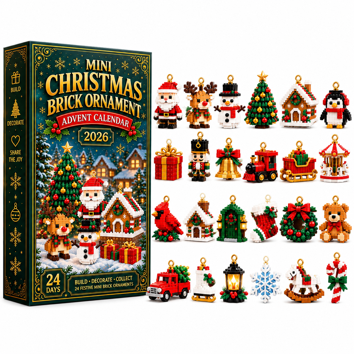 Baumzauber | 24-Tage-Adventskalender mit Mini-Weihnachtsbaumschmuck zum Selberbauen | 24 festliche Bausets mit Aufhängeschlaufen