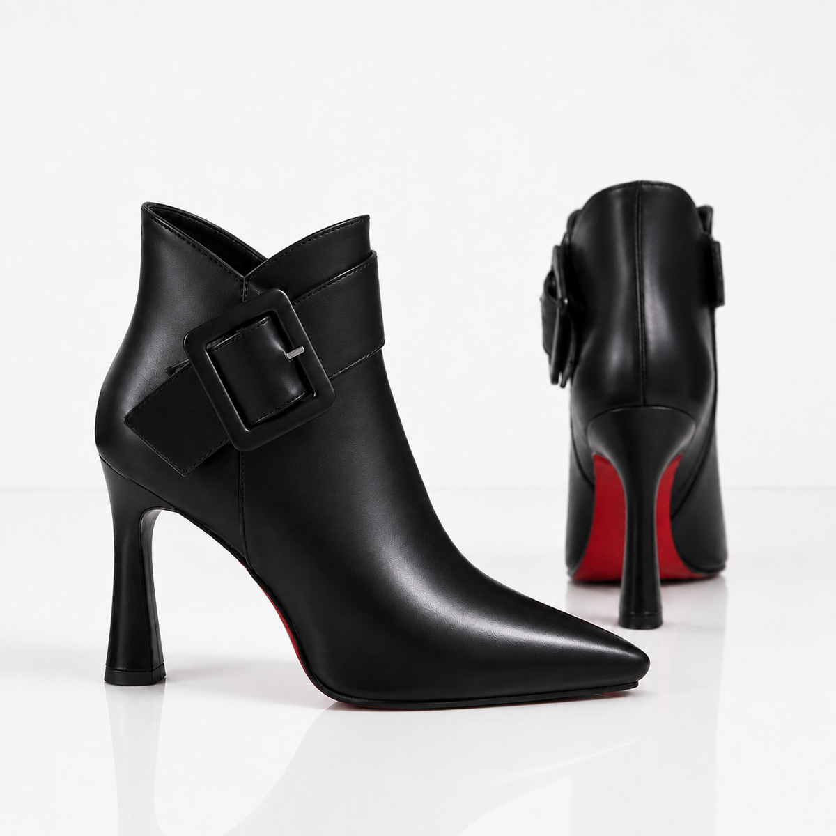 Leder-Stiefeletten mit Schnalle