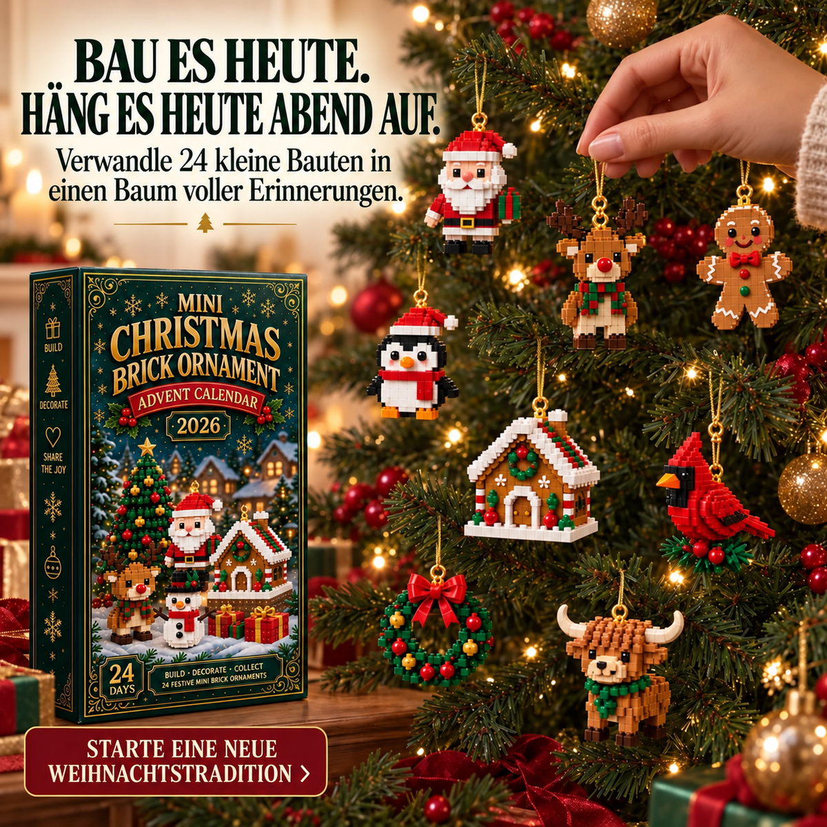 Brickfino | Selbstgebauter Christbaumschmuck als Baustein-Adventskalender