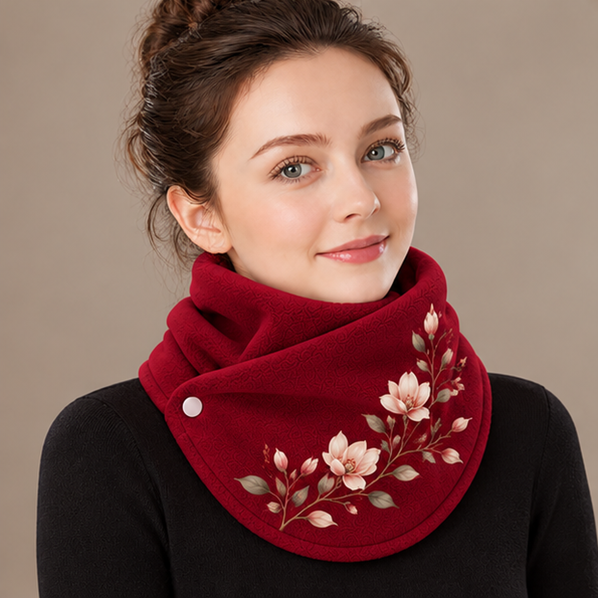 Eleganter floraler Fleece-Halswärmer für Damen – weich und kuschelig