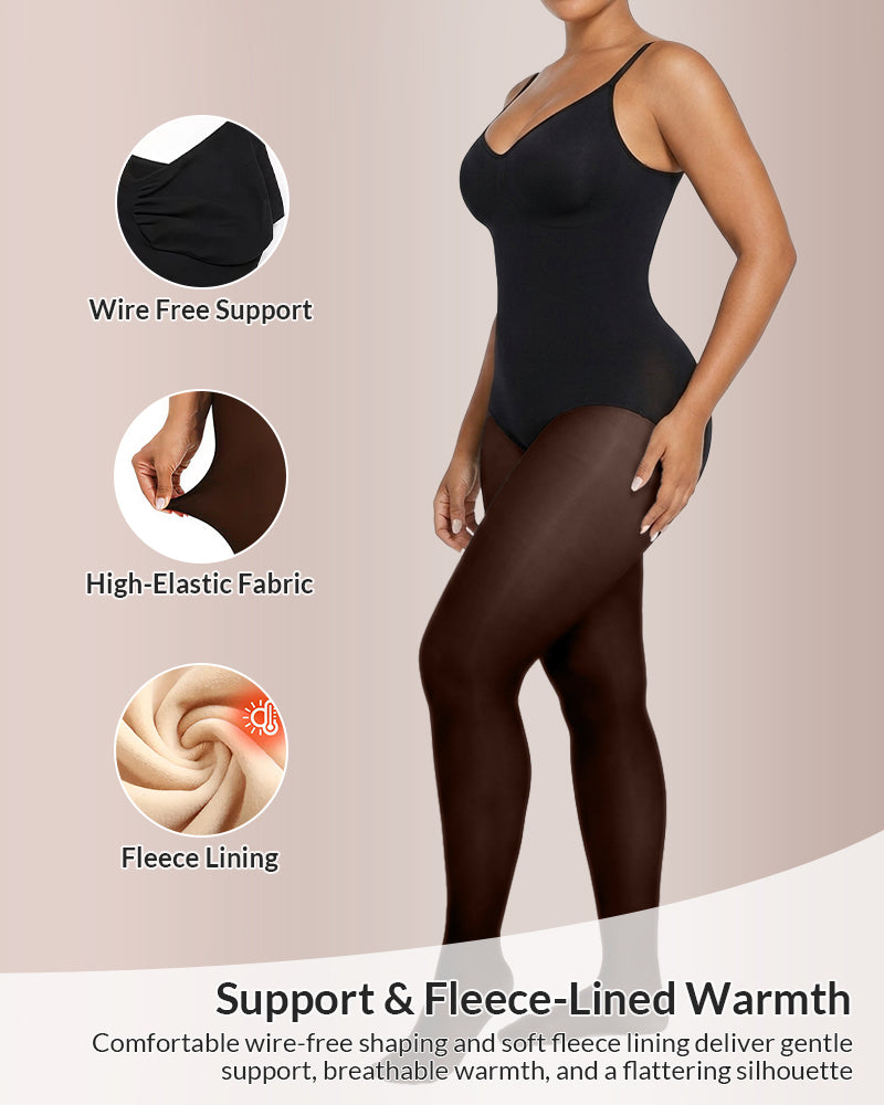 Sheer Illusion Strumpfhose & Bauchkontrolle Fleece-gefütterter Body