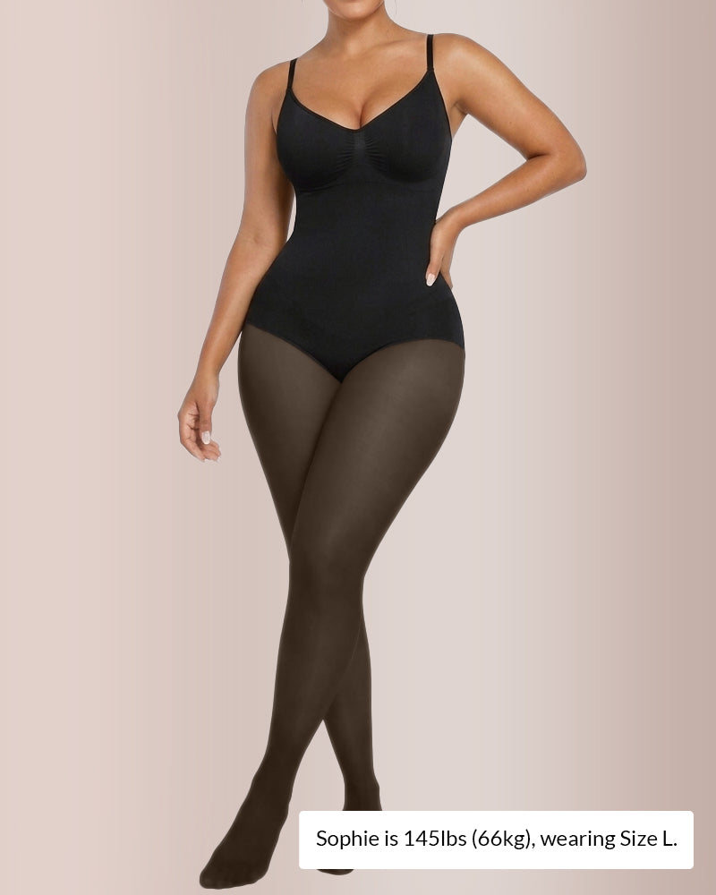 Sheer Illusion Strumpfhose & Bauchkontrolle Fleece-gefütterter Body