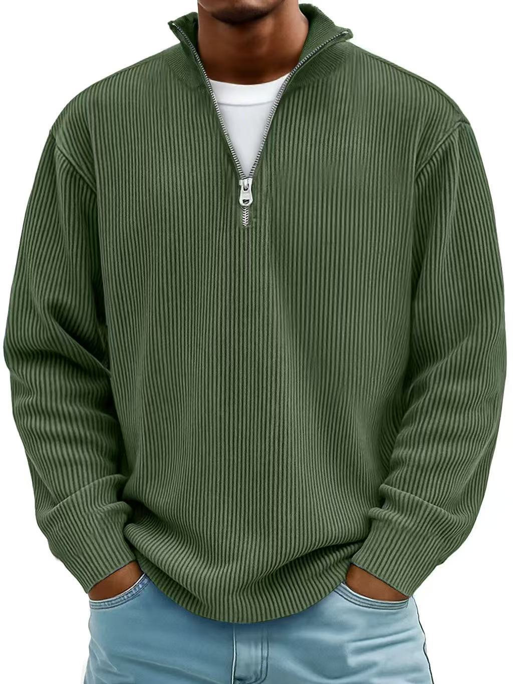 Marc | Gerippter Pullover mit Reißverschlusskragen