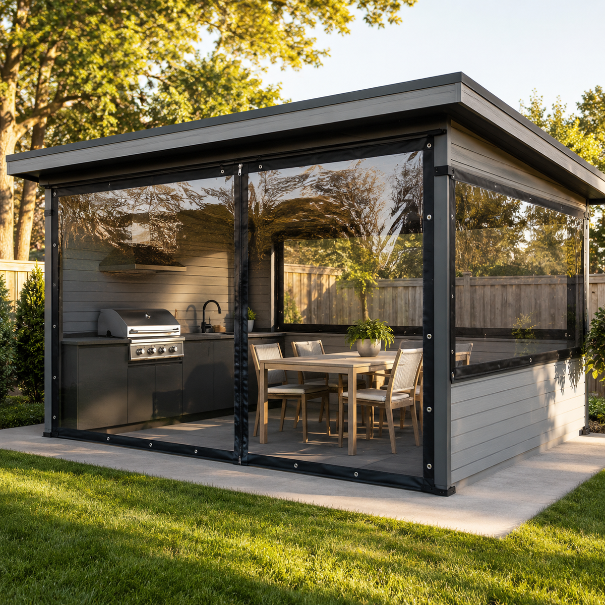 Camp Basel | Clearverra Transparente Reißverschluss-Pergola-Platte
