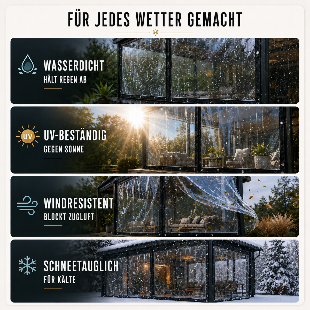 Camp Basel | Clearverra Transparente Reißverschluss-Pergola-Platte