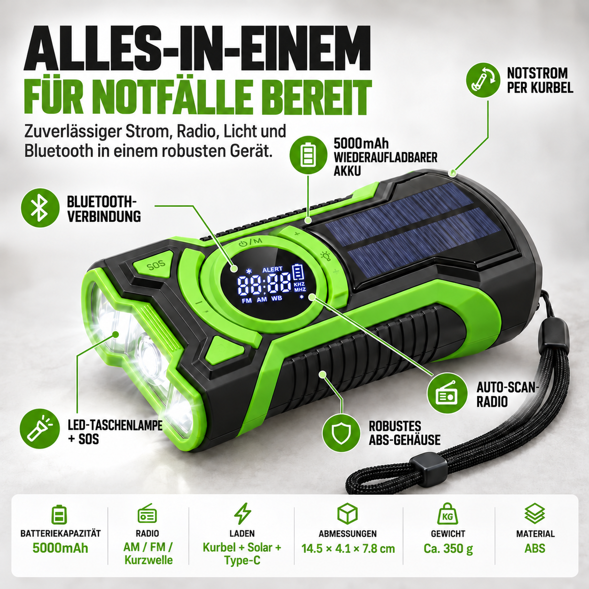 Camp Basel | Crankora Handkurbel-Notfallradio