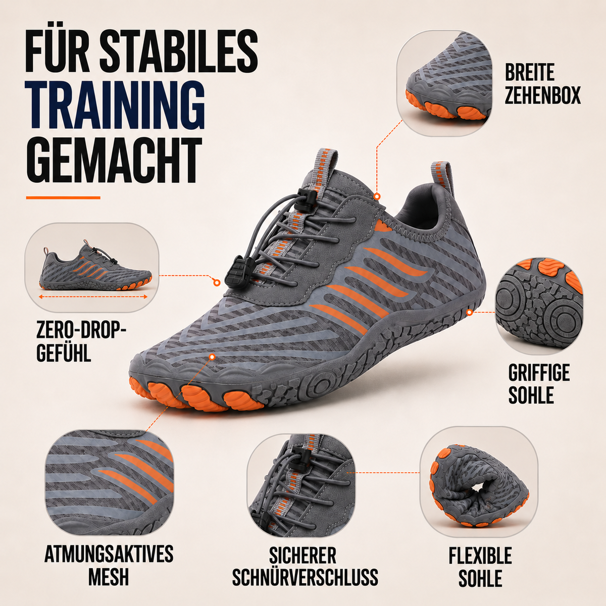 Camp Basel | Strideox Barfuß-Trainingsschuhe | Flache Sohle Trainingschuh