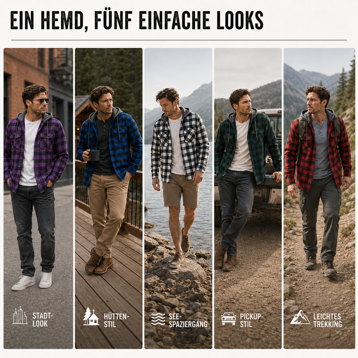 Camp Basel | Thrives Outdoor Langarm-Kapuzen-Flanellhemd