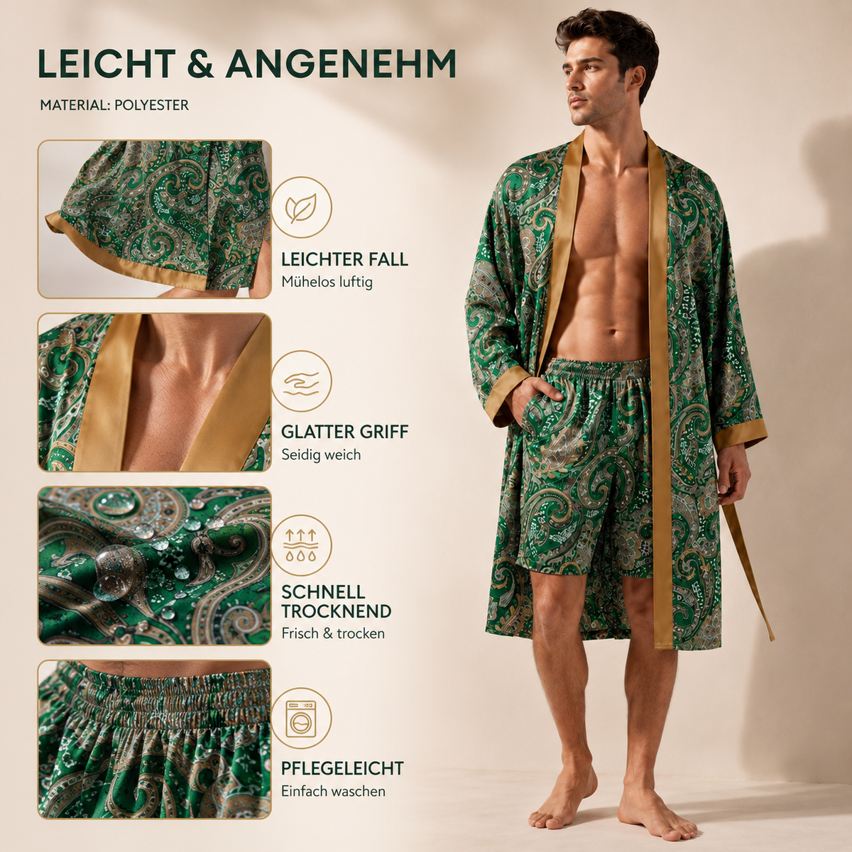 Camp Basel | Velvoro Langer Kimono-Stil Bademantel-Set