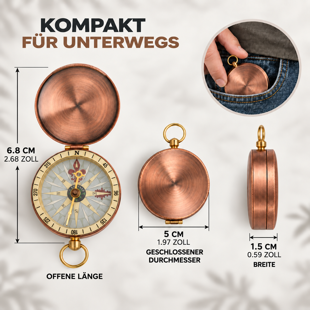 Camp Basel | Wayfindero Tragbarer Kompass mit Klappdeckel