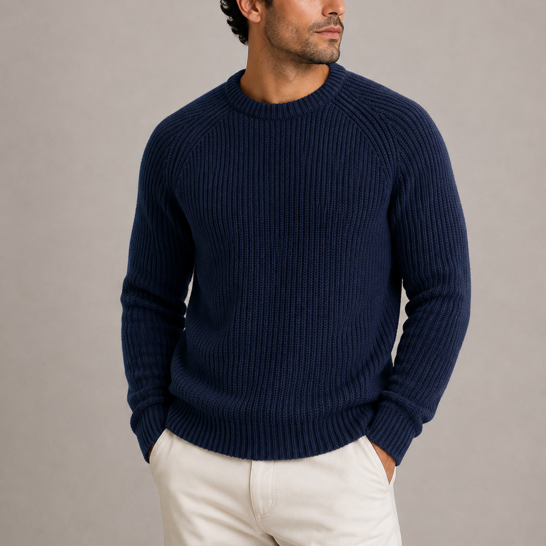 Herren Heavyweight Fisherman Rib Knit Pullover