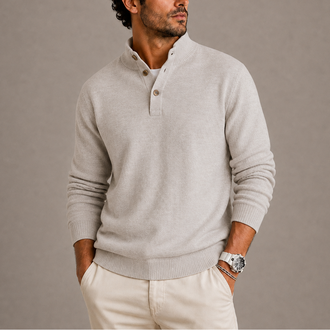 Herren Langarm Strick-Poloshirt