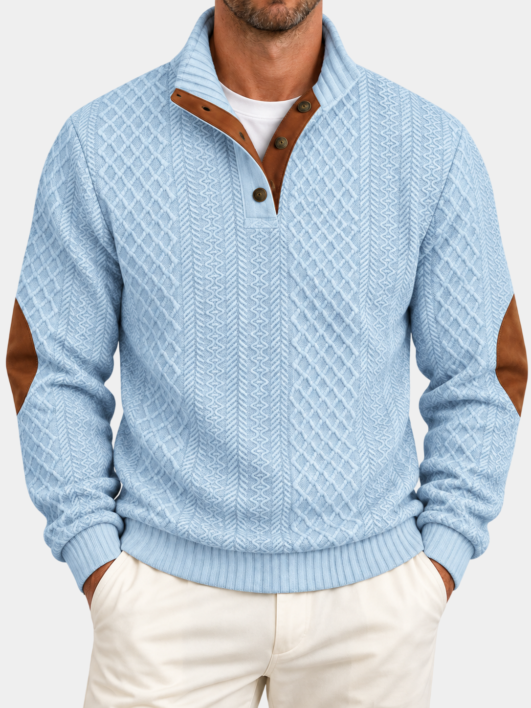 Jacquard-Strick-Pullover mit Stehkragen