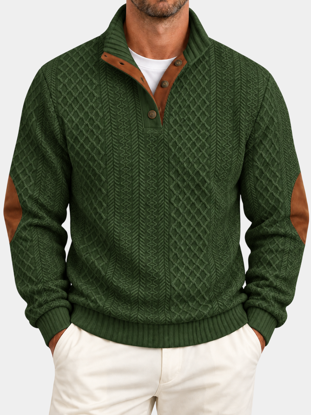 Jacquard-Strick-Pullover mit Stehkragen