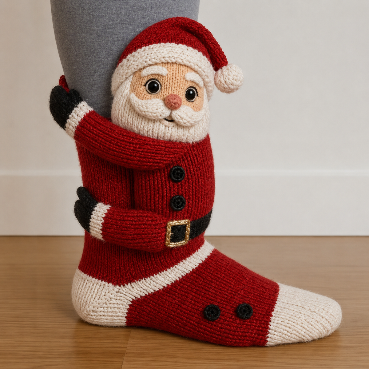 3D Umarmende Weihnachts-Stricksocken