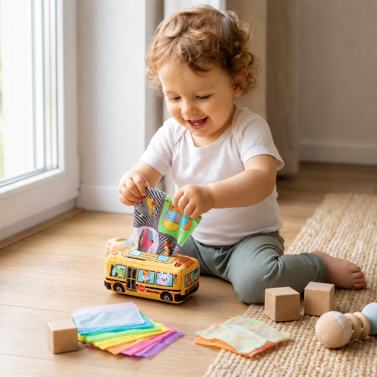 Montessori Magic Tissue Box – Sensorisches Lernspielzeug für Babys