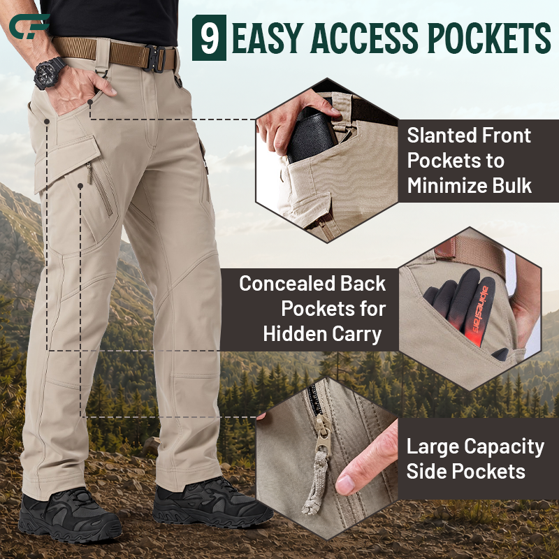 Herren 9-Taschen Straight Fit Taktische Wasserdichte Hose