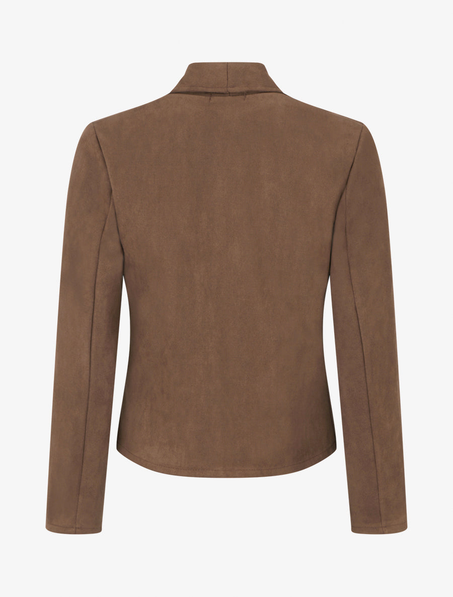 Jacke aus Velourslederimitat mit geradem Kragen und Reißverschluss