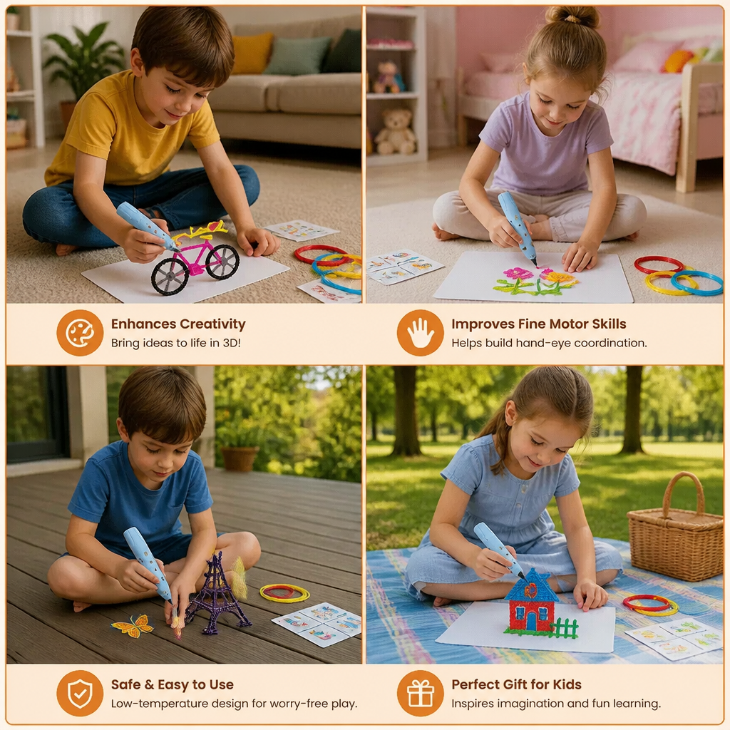 Niedrigtemperatur-3D-Stift-Set für Kinder – Sicheres DIY-STEM-Zeichenset
