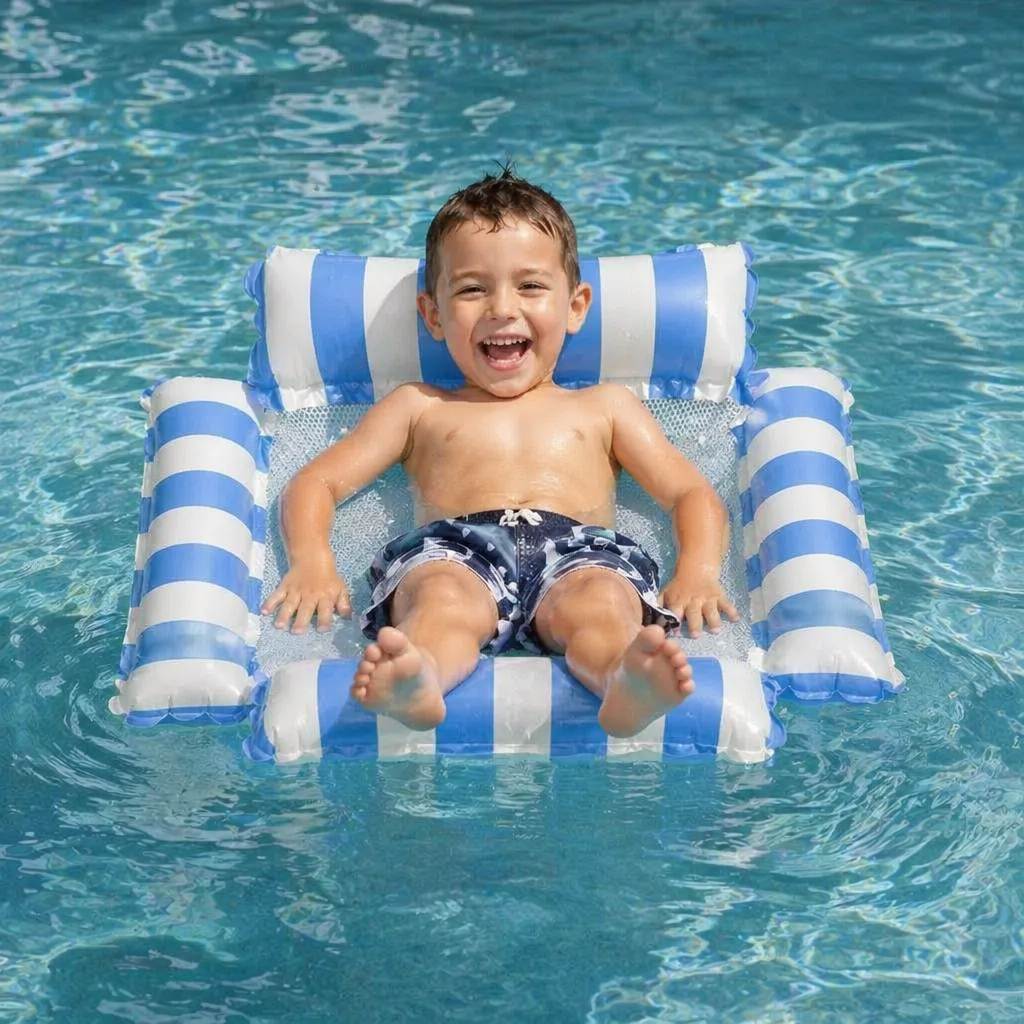 Aufblasbarer Poolsitz für Kinder – Wasserhängematte mit Netzoberfläche