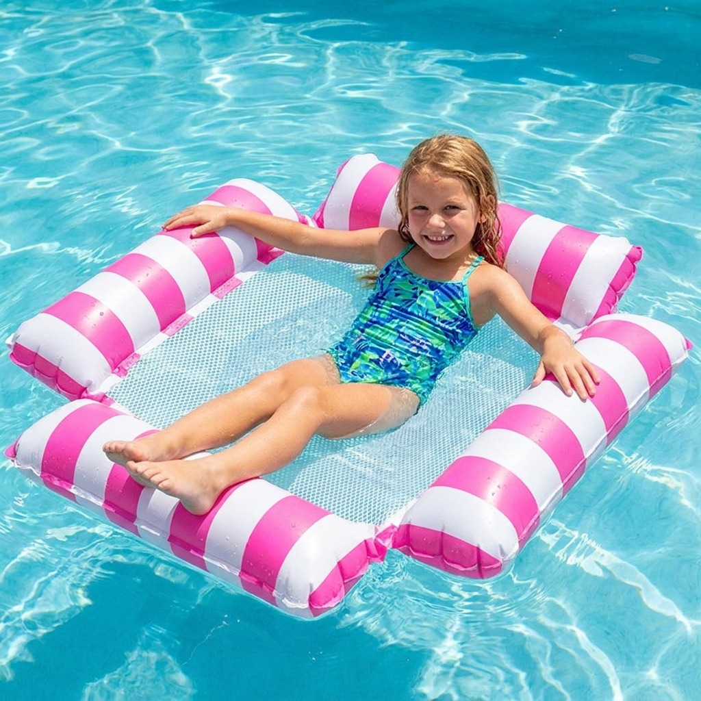 Aufblasbarer Poolsitz für Kinder – Wasserhängematte mit Netzoberfläche