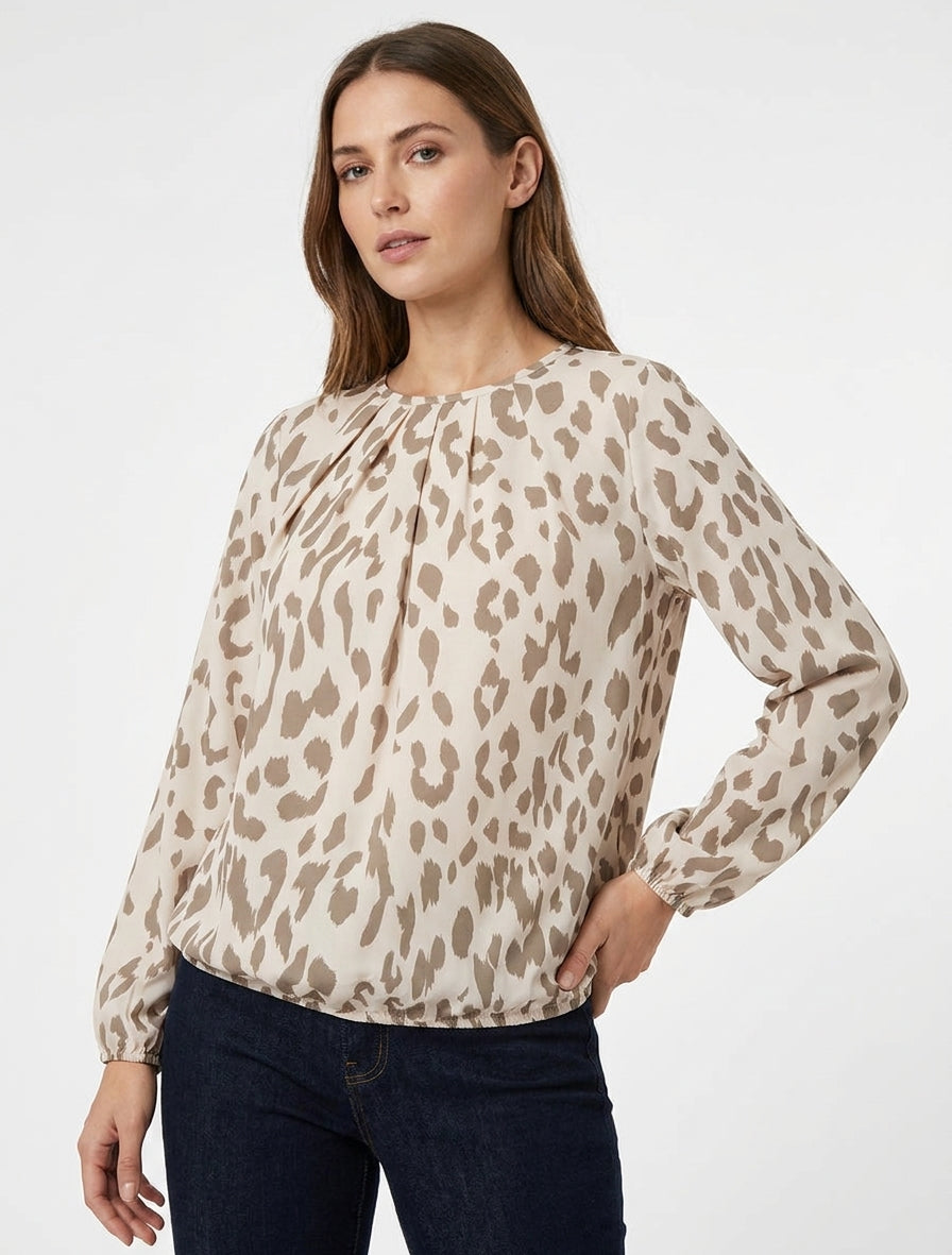 Fließende Bluse mit Kuh-Print