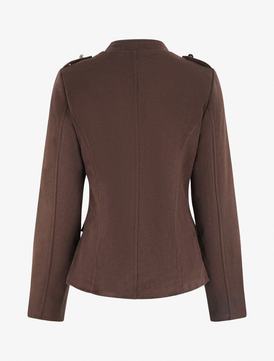 Velourslederimitat-Jacke mit Stehkragen