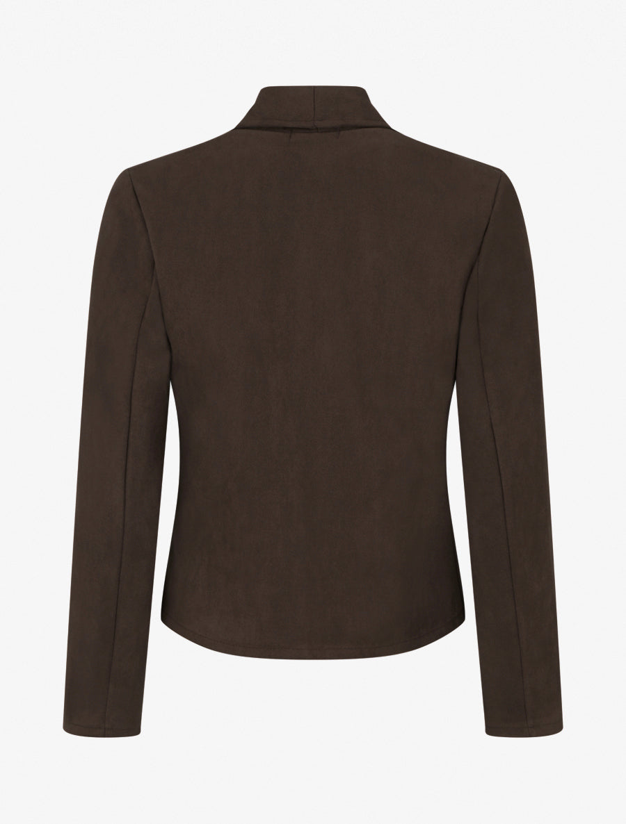 Wildlederjacke mit geradem Umschlagkragen