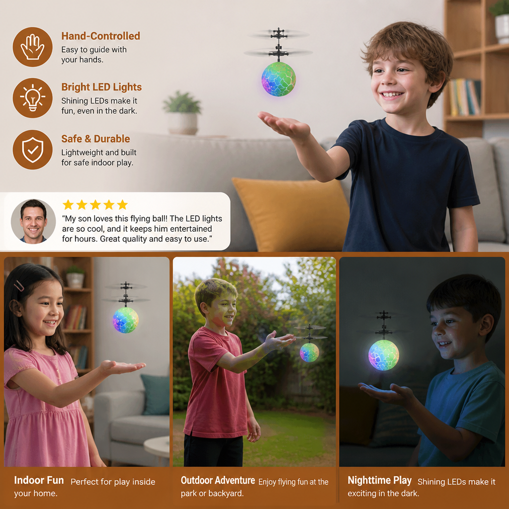 Handgesteuerter fliegender LED-Ball-Drohne für Kinder