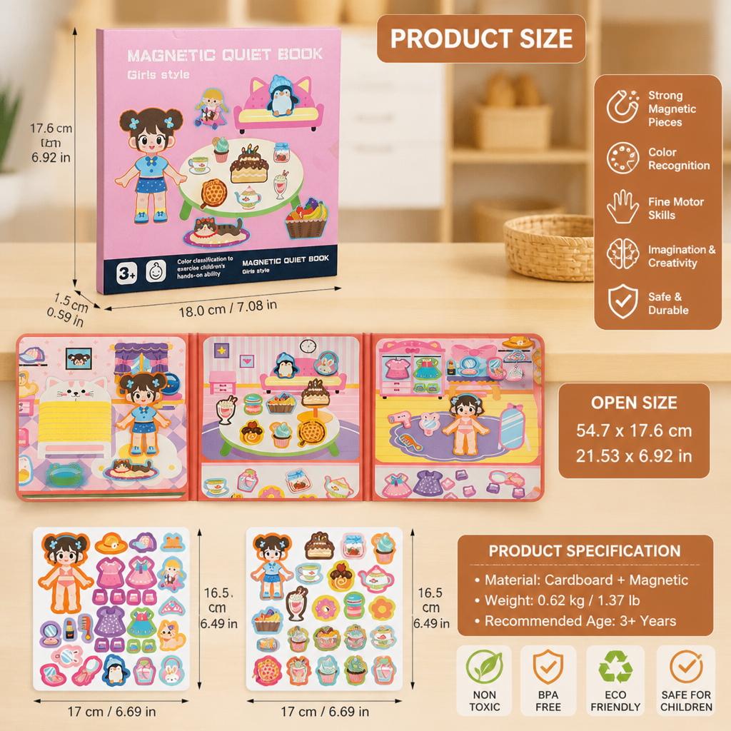 Montessori Magnetisches Quiet Book – Kreatives Anziehen & Szenenspiel