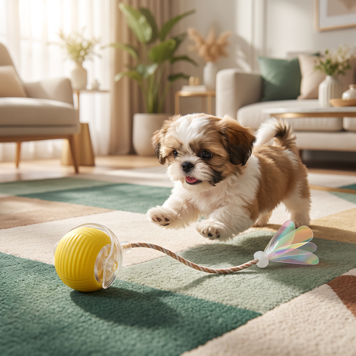 Upgraded Smart Rolling Dog Ball – Langlebiges interaktives Spielzeug mit Netz-Schwanz
