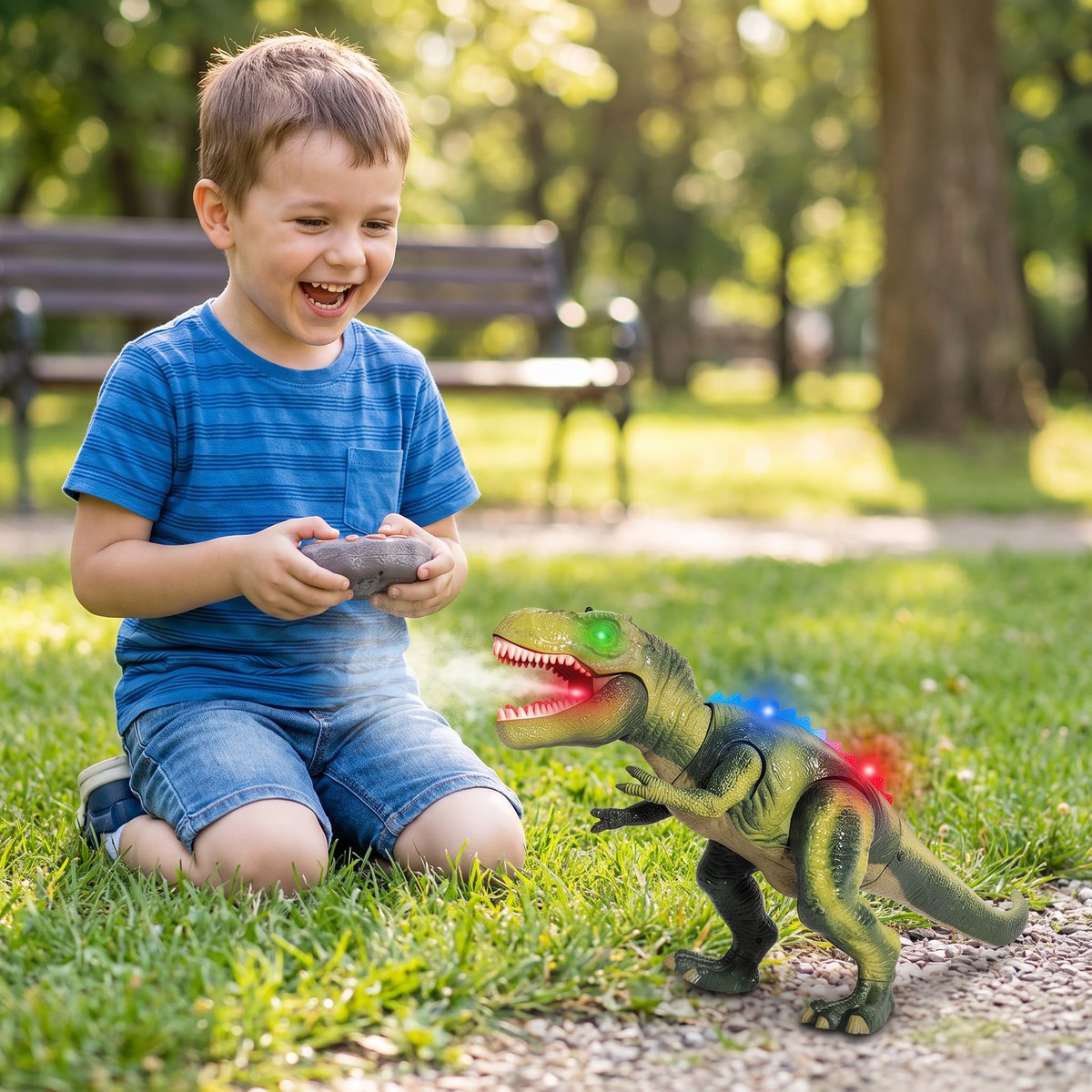 Ferngesteuerter Laufender T-Rex – RC-Dinosaurier mit Sprühnebel, Licht & Sound