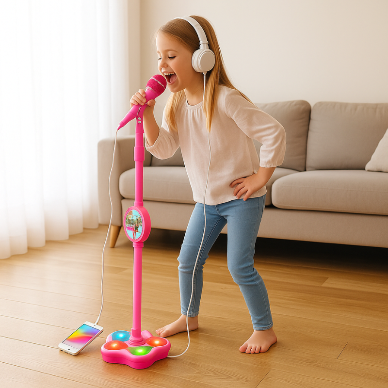 Verstellbares Karaoke-Mikrofon mit leuchtenden Fußlichtern