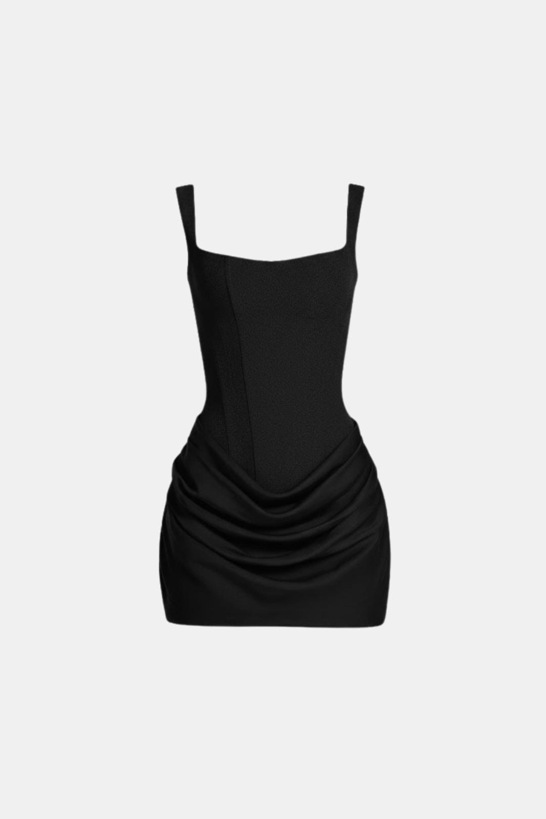 Mini-Kleid mit versteiftem Mieder, quadratischem Ausschnitt, drapiertem Rock und Schnürung am Rücken