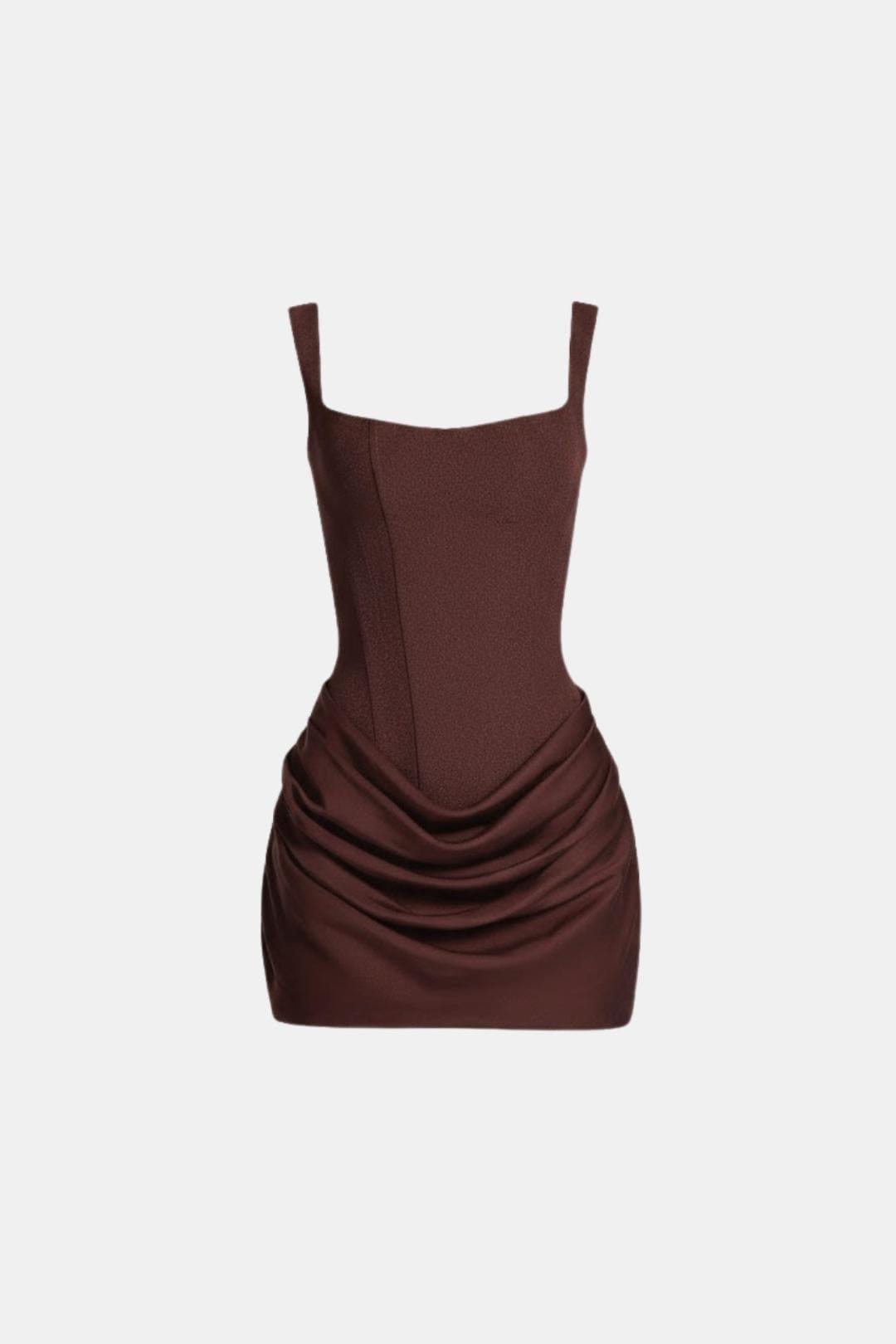 Mini-Kleid mit versteiftem Mieder, quadratischem Ausschnitt, drapiertem Rock und Schnürung am Rücken