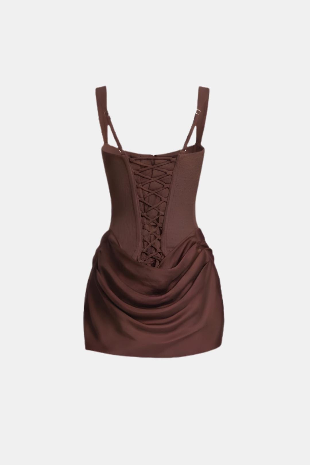 Mini-Kleid mit versteiftem Mieder, quadratischem Ausschnitt, drapiertem Rock und Schnürung am Rücken