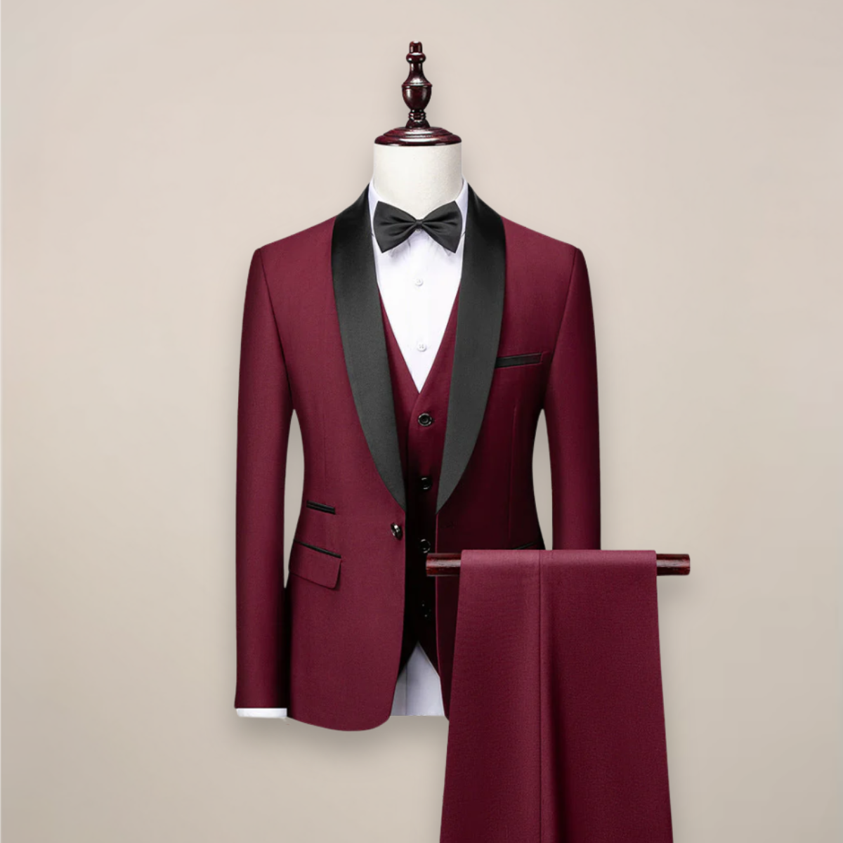 Herren-Smoking-Anzug dreiteilig mit Schalkragen – Formelle Abendgarderobe für Hochzeiten, Galas und Abendveranstaltungen