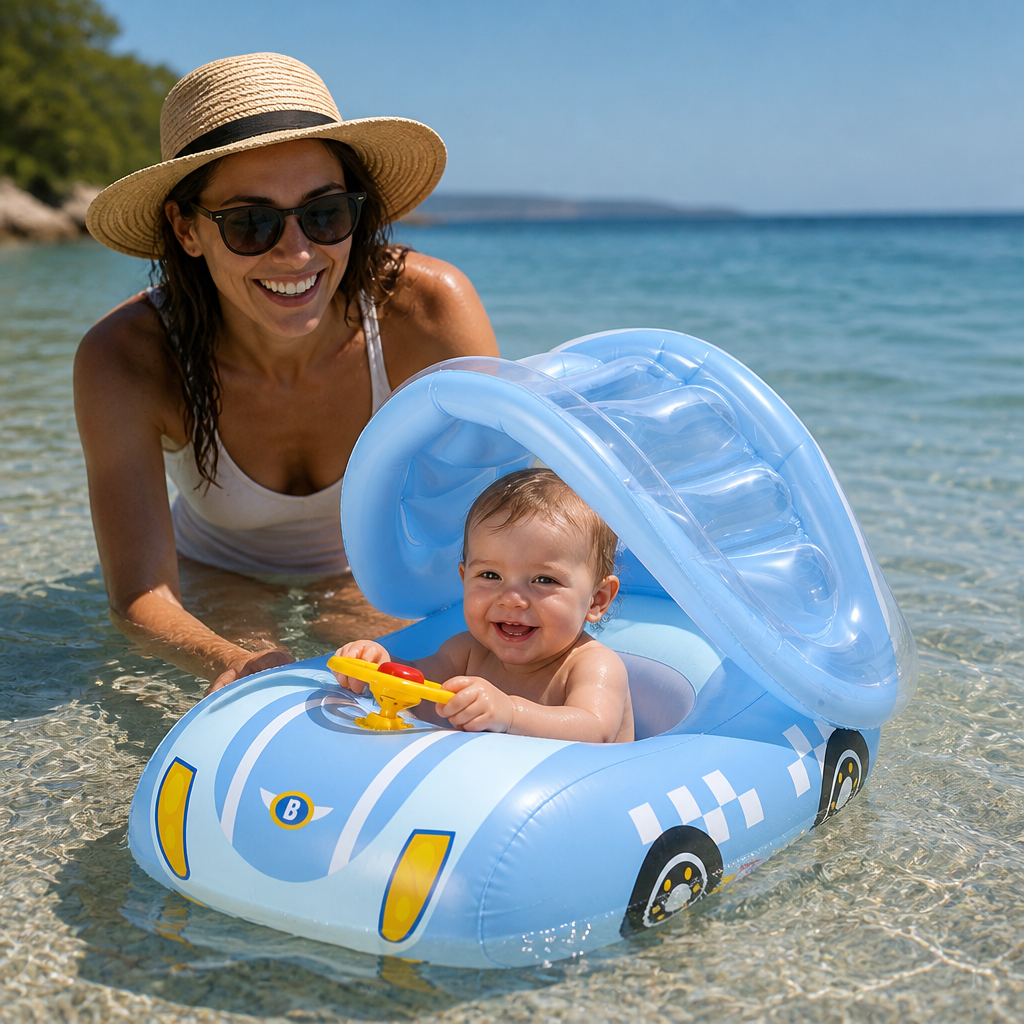 Aufblasbares Baby-Poolfahrzeug mit Sonnenschutz