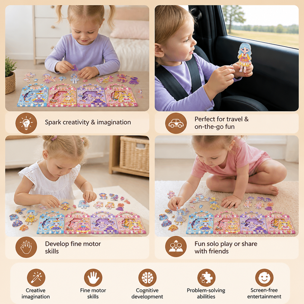 Magnetisches Prinzessinnen-Anzieh-Set mit 3D-Stickern